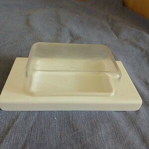 Vintage Andre Morin Design Acrylic White Butter Dish